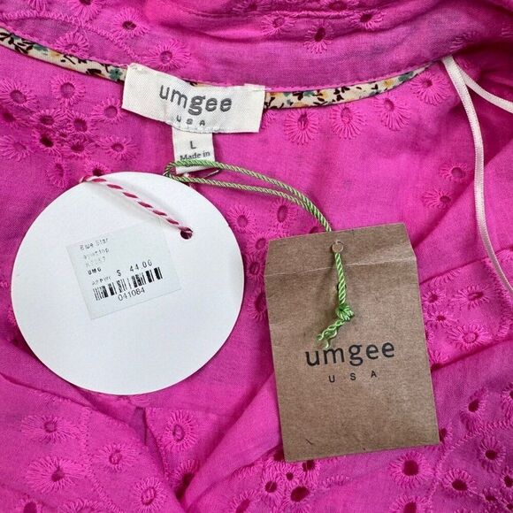 Umgee Pink Eyelet Button Front 3/4 Sleeve Shirt NEW - Picture 3 of 8